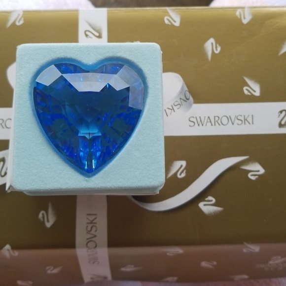 Swarovski Jewelry Nib Swarovski Rare Blue Heart With Paperwork